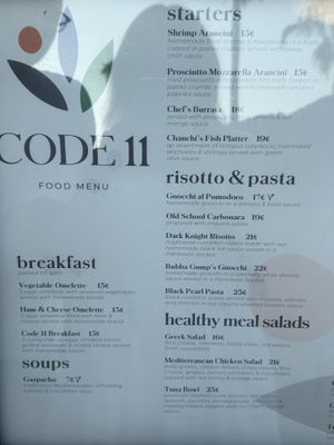 Vegan dishes labeled with a v  at Code 11 in Hvar