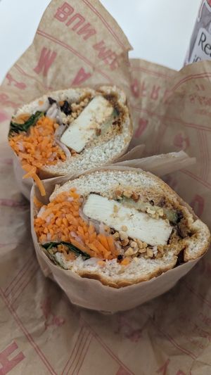 Tofu sandwich made vegan at SFO - Bun Mee - T1 in San Francisco