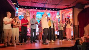 Volunteers learning to yodel at Stadtkeller in Luzern