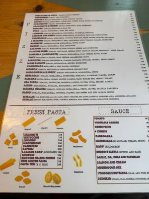 Menu at Mamma Grazia in Fuerteventura