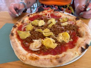 Vegan Pizza with Artichoke at Mamma Grazia in Fuerteventura