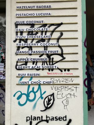 Menu just outside the entrance  at Tribeca Ice Cream in Berlin