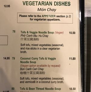 menu at Taste of Saigon in Calgary