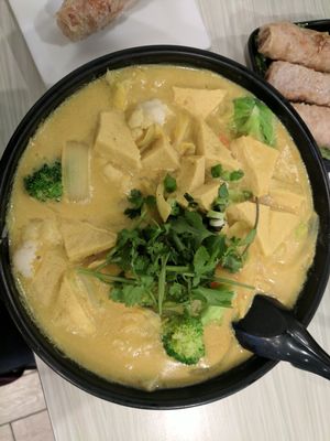 Coconut curry soup made vegan  at Taste of Saigon in Calgary