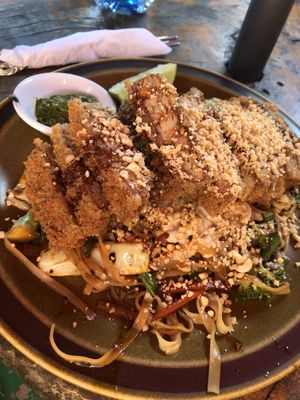 Tempeh katsu pad Thai   at El Búho in San Marcos La Laguna