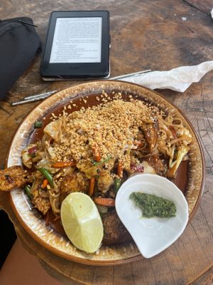Pad Thai with tempeh   at El Búho in San Marcos La Laguna