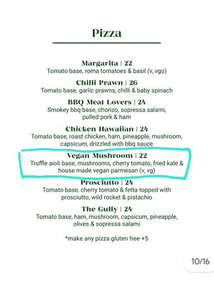 Menu 4 at The Gully Public House and Garden in Tea Tree Gully