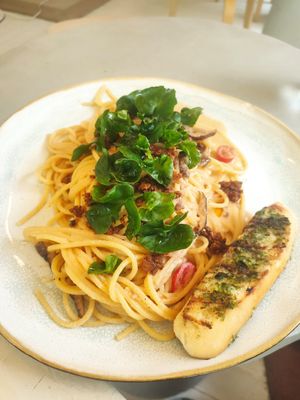 Pasta con chorizo vegano #Veganuary at PLNT+HRVST in El Nido