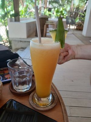 Yellow watermelon shake at PLNT+HRVST in El Nido