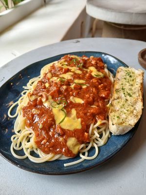 Sweet Filipino Spaghetti at PLNT+HRVST in El Nido