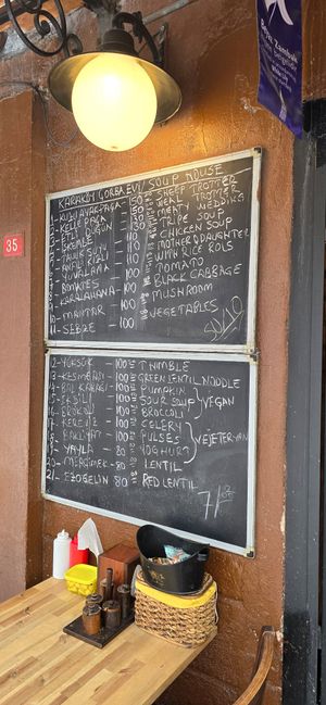 Menu and updated prices at Karakoy Corba Evi in Istanbul