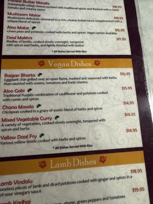 Vegan menu   at New Kamana Kitchen in Honolulu