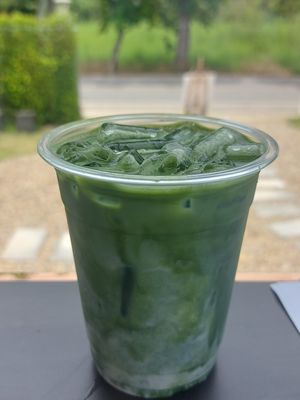 Iced matcha latte at Reverie Cafe in Chiang Mai