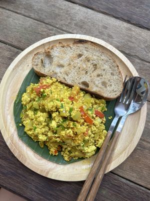 Scrambled tofu, really nice!!  at Lotus Corner Vegan and Plant Based B&B in Luang Prabang