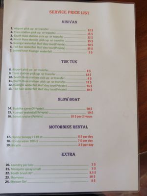 Tour options   at Lotus Corner Vegan and Plant Based B&B in Luang Prabang