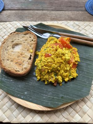 Scrambled tofu  at Lotus Corner Vegan and Plant Based B&B in Luang Prabang