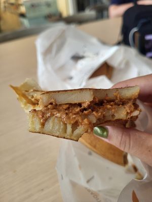 The pancakes are made from a kind of jelly dough at Munchi Pancakes in Central Singapore