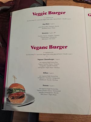 Menu at Le Burger in Villach