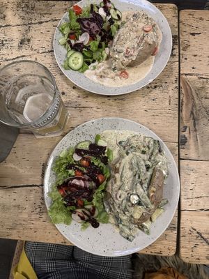 Jacket potatoes - funghi and zucchini   at Fabrik Urban House in Brno