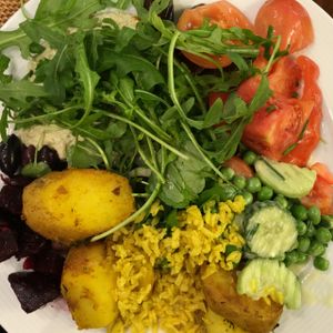 Mixed plate from buffet at Vegelateria in Zurich