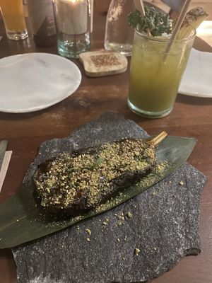 Fried eggplant with pistachio and miso  at Begin: Jungla in Gandia