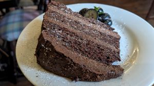 Vegan gluten-free chocolate cake at Greendale Teahouse & Rooms in Clitheroe