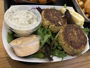 Crabby cakes  at Oh My Cod - Vegan Seafood in Palm Coast