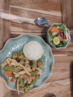 Tempeh meal at Illumination Café in Koh Samui