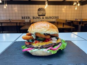 Vegan Rodman Burger at m'EAT ME Gastro Bar in Sarajevo