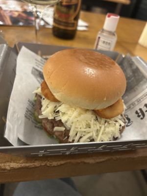 Bosnian burger  at m'EAT ME Gastro Bar in Sarajevo