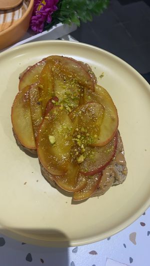 Caramelised apple peanut butter toast - super fresh and delicious bread!!!  at 25s Cafe in Hoi An