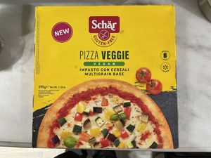 Frozen vegan pizza  at Ionion Super Market in Corfu
