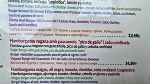 Vegan burger on menu at Pou Dolç in Peratallada