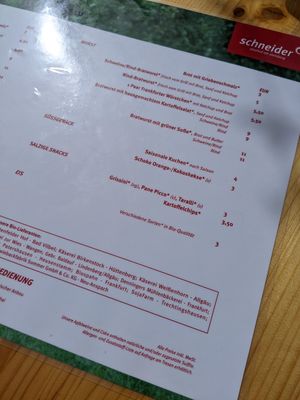 menu at Obsthof am Steinberg in Frankfurt