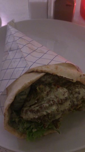 Pita falafel at Marrakesh Cafe in Warsaw