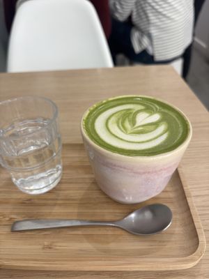 Matcha Latte with oat milk   at Somos in San Sebastian