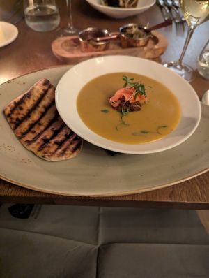 Superb lentil soup at York Minster Refectory in York