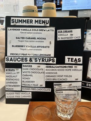 Summer menu. They even offer a vegan affogato!   at ContempoRoast Coffee & Roastery in Centerville