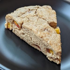 Vegan spiced peach scone (homebaked selections rotate weekly) at ContempoRoast Coffee & Roastery in Centerville