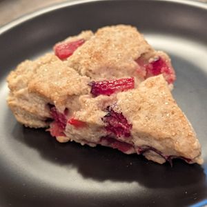 Vegan spiced plum scone (homebaked selections rotate weekly) at ContempoRoast Coffee & Roastery in Centerville