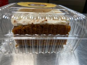 Chubby Bunny pumpkin bar (a moist iced pumpkin cake with a generous layer of frosting) at ContempoRoast Coffee & Roastery in Centerville