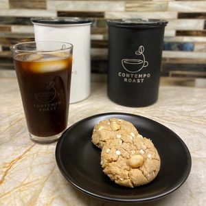 In the shop as of 4/10/24, key lime, white chocolate and macadamia cookies that are gluten-free, vegan and delicious! at ContempoRoast Coffee & Roastery in Centerville