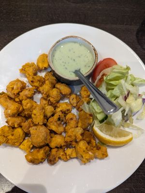 Cashew nut pakoda (vegan) at Akash Indian Tandoori Restaurant in Wiltshire