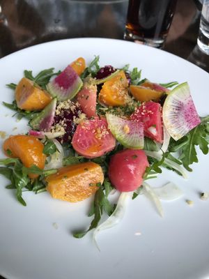 Beet salad (ordered without the cheese) at Redd Wood in Yountville