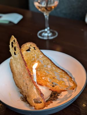 It was my birthday, so they put a candle on it. ❤️ at Fabrik in Austin