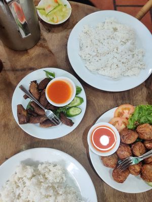 Mushrooms and tofu balls at Mercy House in Phnom Penh