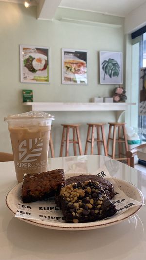 vegan spanish latter, fudgy brownie, brownie cookie fusion, double choco cookie  at SuperCafe PH  in Quezon City