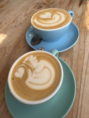 Oat flat white and oat latte   at Triple Point Coffee in Brighton