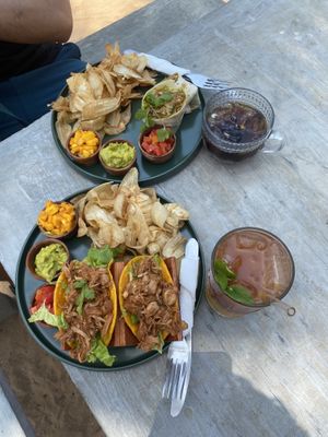 Jackfruit hard shell taco and burrito. Ice americano and mango ice tea  at Abrazo in Trincomalee