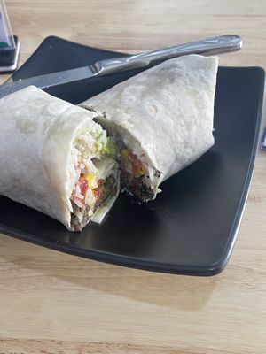 Vegan burrito, cashew cheese, chili  at Toss It in Phnom Penh